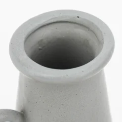 Vase aus Porzellan mit Henkel grau 14x22cm