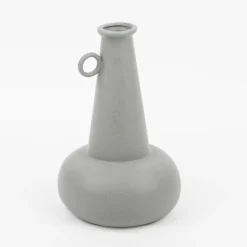 Vase aus Porzellan mit Henkel grau 14x22cm