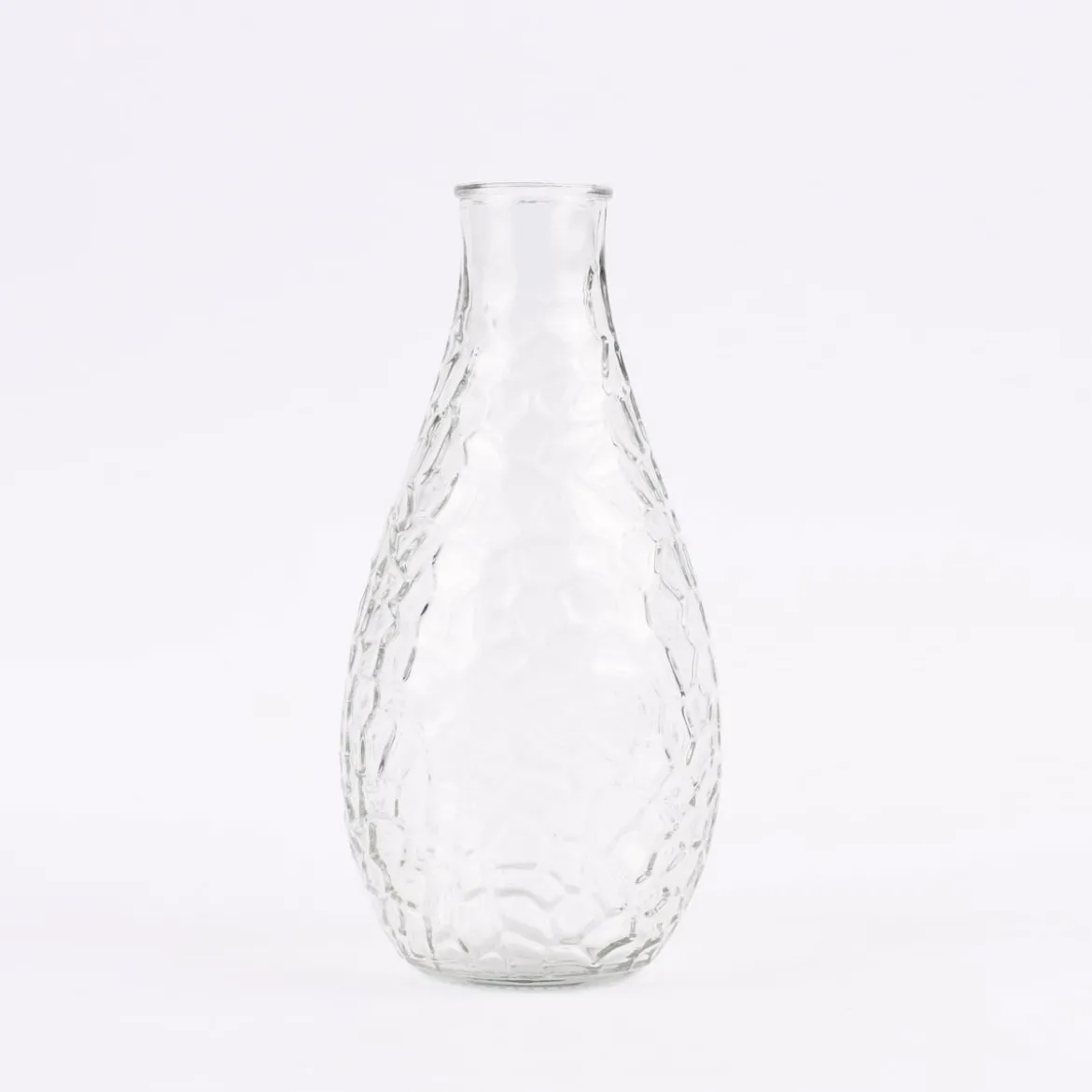 Vase bauchig geprägt verschiedene Muster Glas klar 11x24cm
