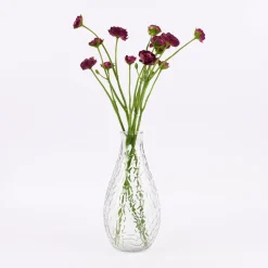 Vase bauchig geprägt verschiedene Muster Glas klar 11x24cm