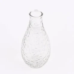 Vase bauchig geprägt verschiedene Muster Glas klar 11x24cm
