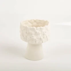 Vase Blümchen Keramik weiß 14,5cm hoch von Boltze