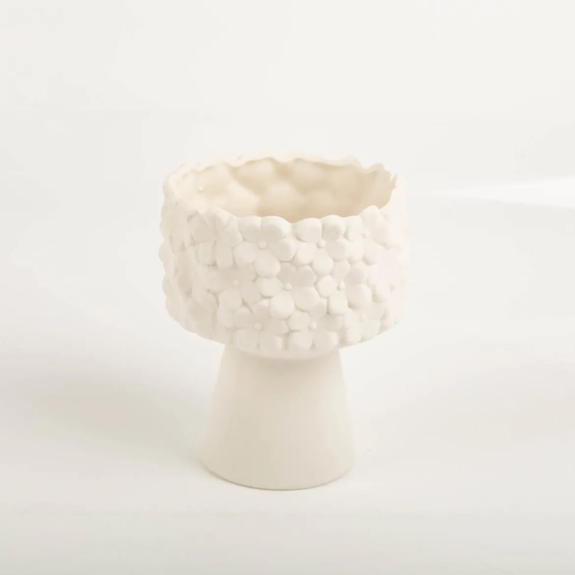 Vase Blümchen Keramik weiß 14,5cm hoch von Boltze