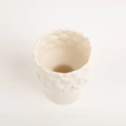 Vase Blümchen Keramik weiß 14,5cm hoch von Boltze