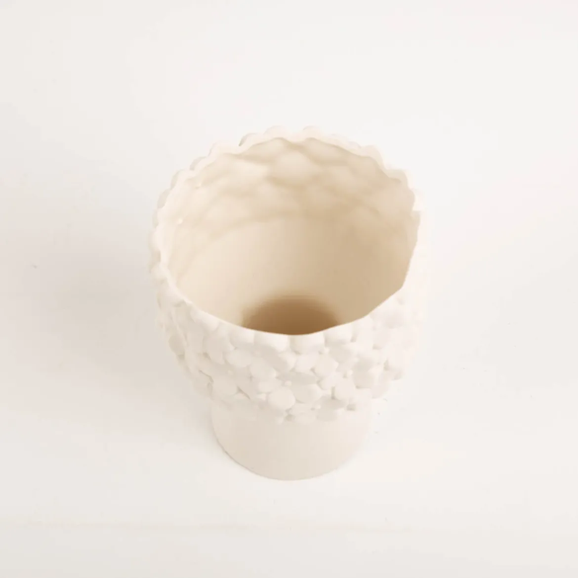 Vase Blümchen Keramik weiß 14,5cm hoch von Boltze