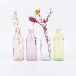 Vase Flaschenform zylinderförmig transparent Glas verschiedenen Farben 6,5x18,5cm