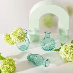 Vasen 3er Set aus recyceltem Glas transparent türkis ca 8x10cm von Sass & Belle
