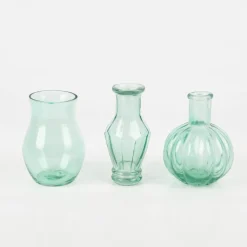 Vasen 3er Set aus recyceltem Glas transparent türkis ca 8x10cm von Sass & Belle