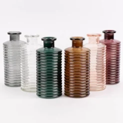 Vase zylinderförmig mit Rillenprägung u. schmalem Hals Glas klar braun 9,5x21,5cm