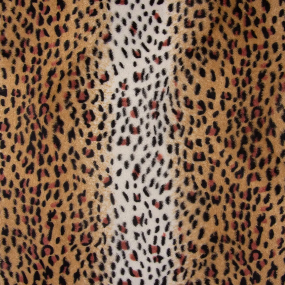 Velours Fellimitat Kunstfell Leopard braun creme schwarz 1,5m Breite