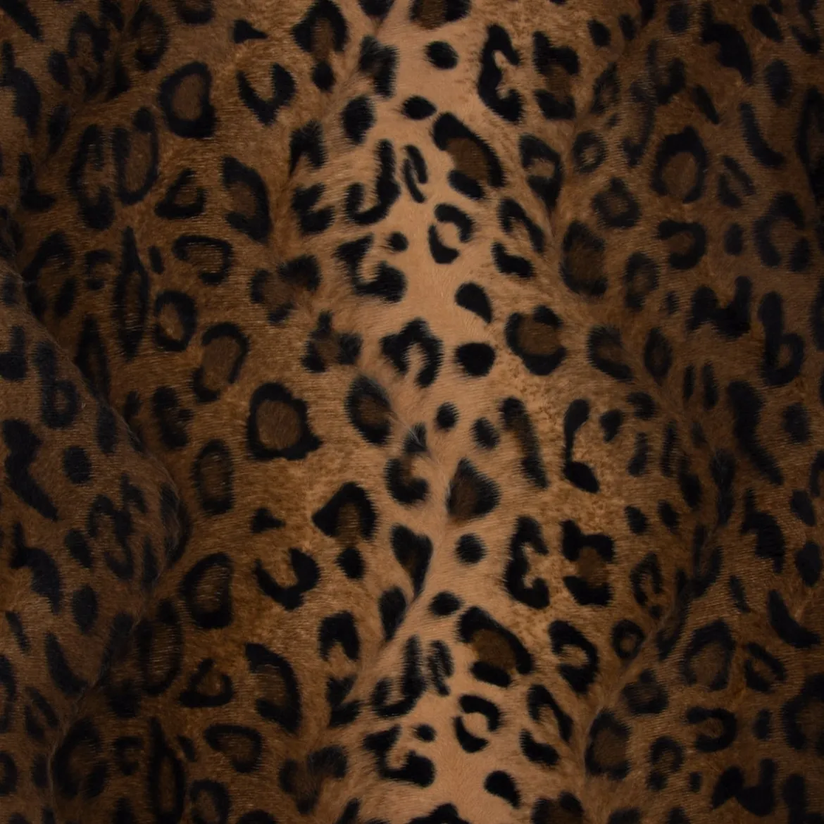 Velours Fellimitat Kunstfell Leopard braun Töne 1,5m Breite