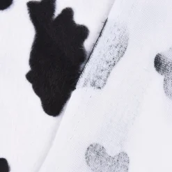 Velours Fellimitat Kunstfell Kuh weiß schwarz 1,5m Breite