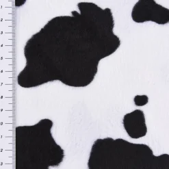 Velours Fellimitat Kunstfell Kuh weiß schwarz 1,5m Breite