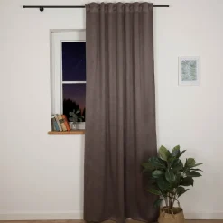Verdunkelungsvorhang Barcelona mit Schlaufenband braun meliert 245x135cm