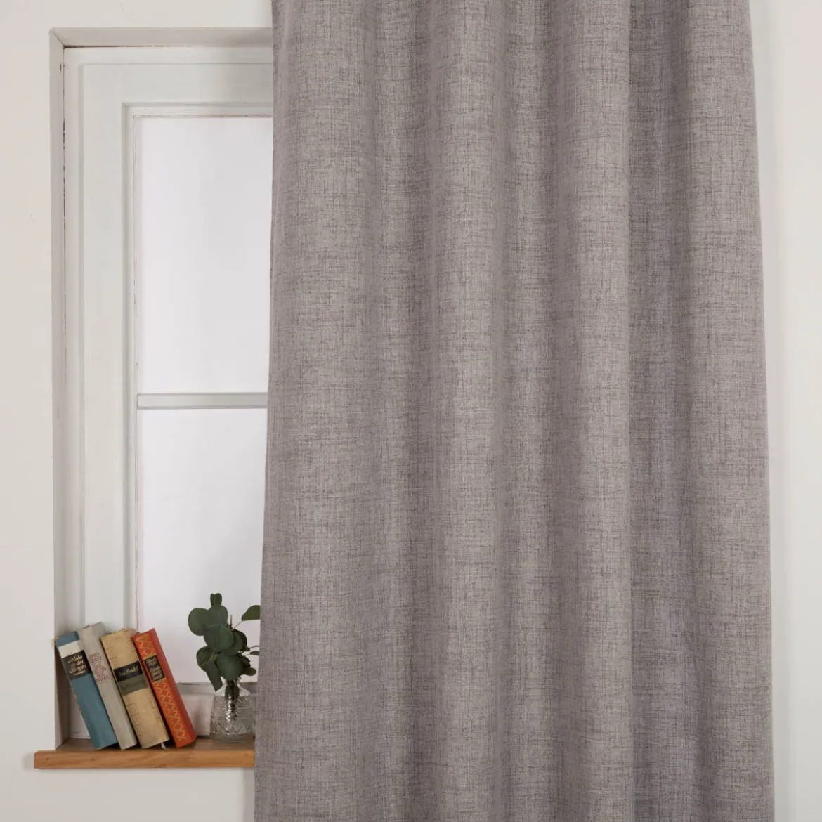 Verdunkelungsvorhang mit Ösen Blackout Thermoisolierung Schallisolierung grau meliert 140x245cm