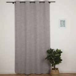 Verdunkelungsvorhang mit Ösen Blackout Thermoisolierung Schallisolierung grau meliert 140x245cm