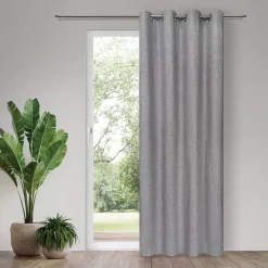 Verdunkelungsvorhang mit Ösen Blackout Thermoisolierung Schallisolierung grau meliert 140x245cm