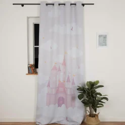 Verdunkelungsvorhang Märchenschloss mit Ösen in Rosa 135x260cm