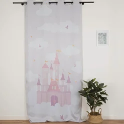 Verdunkelungsvorhang Märchenschloss mit Ösen in Rosa 135x260cm