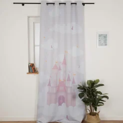 Verdunkelungsvorhang Märchenschloss mit Ösen in Rosa 135x260cm