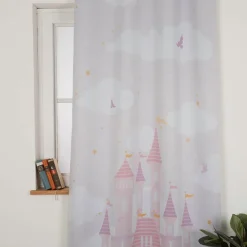 Verdunkelungsvorhang Märchenschloss mit Ösen in Rosa 135x260cm