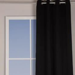 Verdunklungsgardine mit Ösenaufhängung einfarbig schwarz 135x250cm