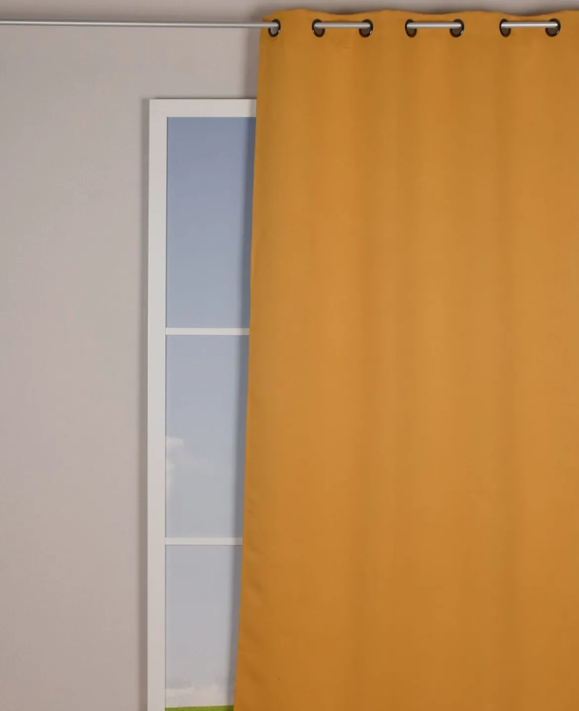 Verdunklungsgardine mit Ösenaufhängung einfarbig senfgelb 135x250cm
