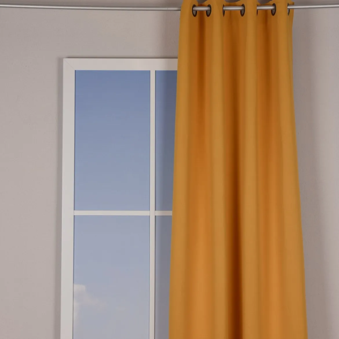 Verdunklungsgardine mit Ösenaufhängung einfarbig senfgelb 135x250cm