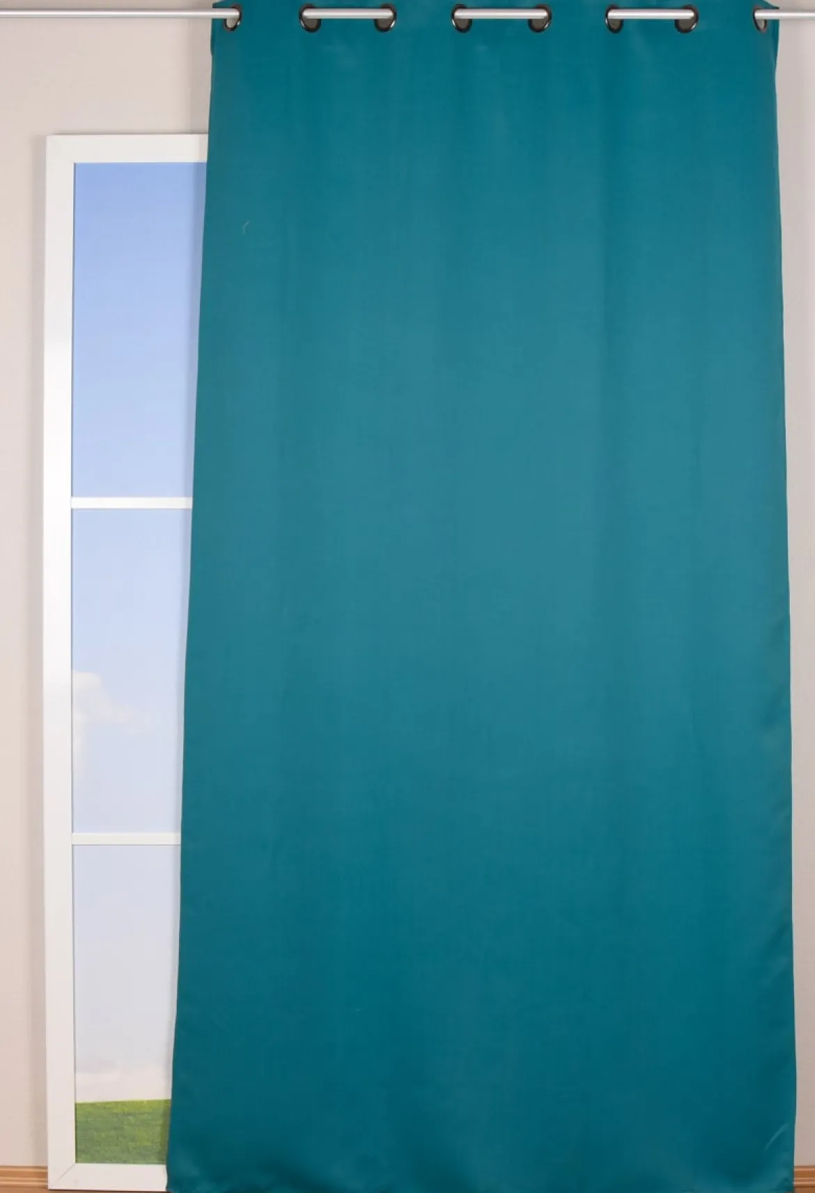 Verdunklungsgardine mit Ösenaufhängung einfarbig türkis 135x250cm