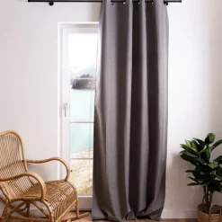 Verdunklungsgardine mit Ösenaufhängung einfarbig taupe meliert 140x260cm
