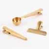 Verschlussklammern Kaffeelöffel Edelstahl goldfarben 11,5x1,5cm 3er Set