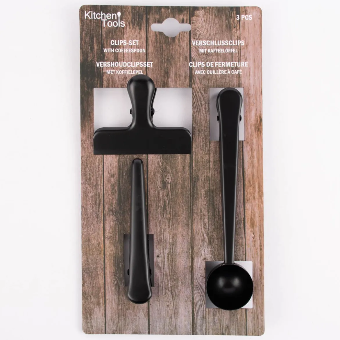 Verschlussklammern Kaffeelöffel Edelstahl schwarz 11,5x1,5cm 3er Set