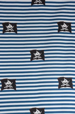 Villa Coppenrath Capt´n Sharky Dekostoff Baumwollstoff Gardinenstoff Meterware Streifen Piratenflagge blau weiß 140cm