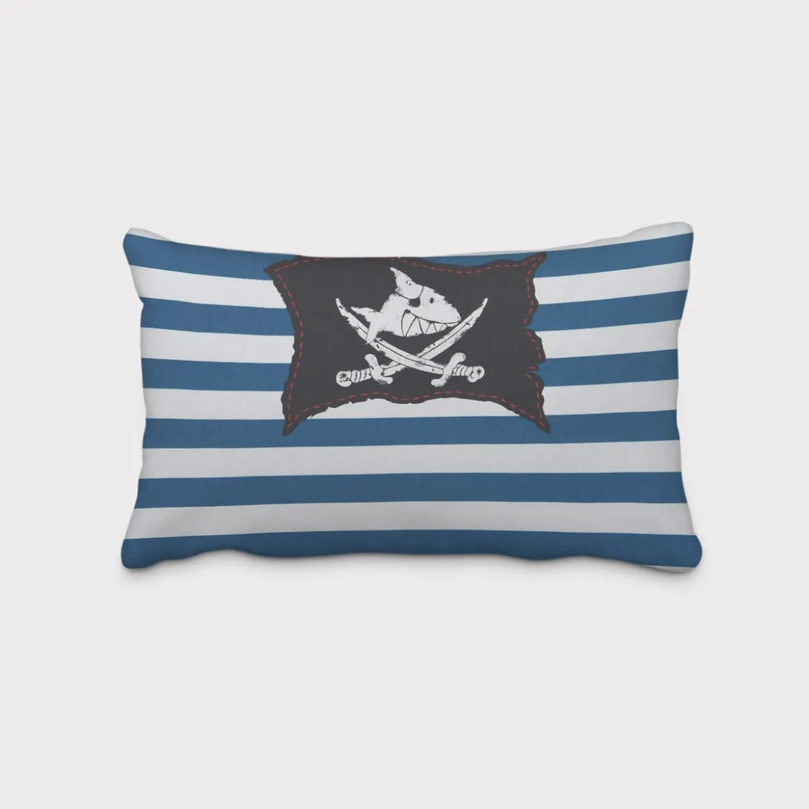 Villa Coppenrath Capt´n Sharky Dekostoff Baumwollstoff Gardinenstoff Meterware Streifen Piratenflagge blau weiß 140cm
