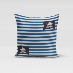 Villa Coppenrath Capt´n Sharky Dekostoff Baumwollstoff Gardinenstoff Meterware Streifen Piratenflagge blau weiß 140cm