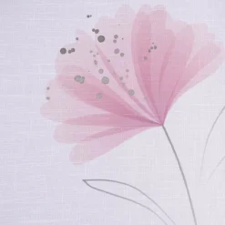 Vision S Gardinenstoff Meterware transparente Leinenstruktur Blumen wollweiß mauve 290cm