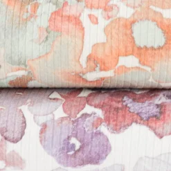 Viskosejersey Rippjersey Digitaldruck Flowers Aquarell Blumen abstrakt ecru violett 1,2m Breite