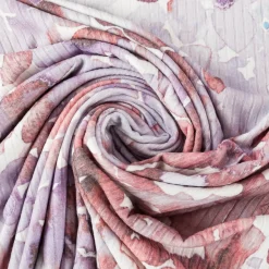 Viskosejersey Rippjersey Digitaldruck Flowers Aquarell Blumen abstrakt ecru violett 1,2m Breite