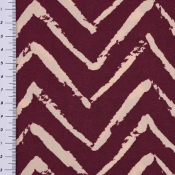 Viskosestoff Bekleidungsstoff Radiance Chevronmuster ZIG ZAG aubergine beige 1,40m Breite