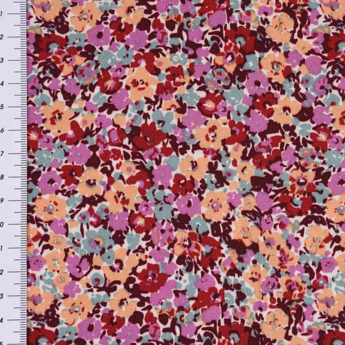 Viskosestoff Bekleidungsstoff Radiance Flowers Alloverblümchen rosa rot 1,45m Breite