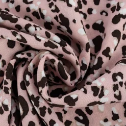Viskosestoff Chally Leopardenmuster rosa braun weiß 1,4m Breite
