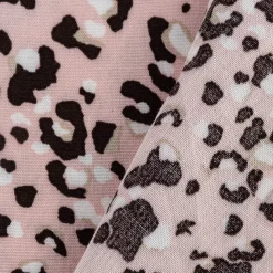 Viskosestoff Chally Leopardenmuster rosa braun weiß 1,4m Breite