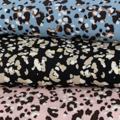 Viskosestoff Chally Leopardenmuster rosa braun weiß 1,4m Breite