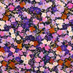 Viskose Stoff für Bekleidung Blumen lila 140cm Stoffbreite