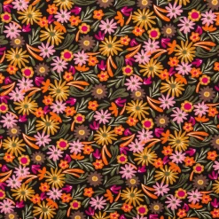 Viskose Stoff für Bekleidung Blüten und Blätter klein bunt 140cm Stoffbreite