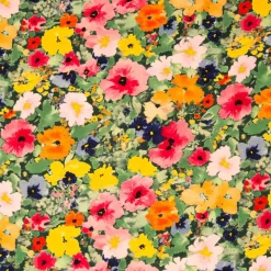 Viskose Stoff für Bekleidung Blüten grün pink 140cm Stoffbreite