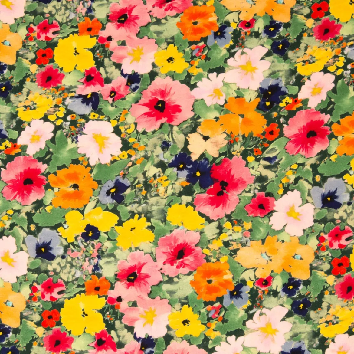 Viskose Stoff für Bekleidung Blüten grün pink 140cm Stoffbreite