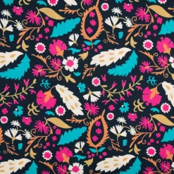 Viskose Stoff für Bekleidung Blumen abstrakt blau pink 140cm Stoffbreite