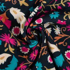 Viskose Stoff für Bekleidung Blumen abstrakt blau pink 140cm Stoffbreite