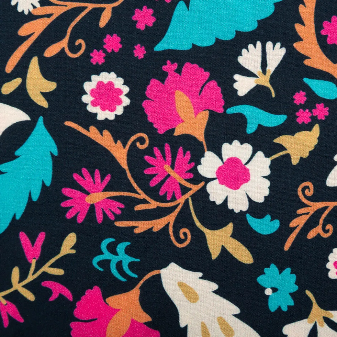 Viskose Stoff für Bekleidung Blumen abstrakt blau pink 140cm Stoffbreite